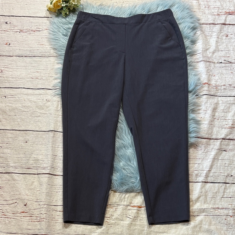 Nine West Slate Elastic Waist Pull On Crop Trouser Pants sz L